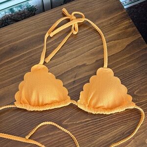 Aerie Orange Scalloped Bikini Top